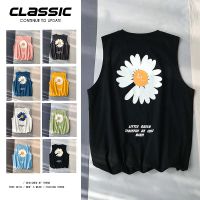 夏季冰丝棉小雏菊背心男大码宽松ins潮牌健身无袖T恤薄款跑步坎肩威珺