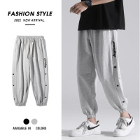 运动裤子男夏季薄款宽松男士休闲裤ins潮百搭篮球排扣束脚威珺