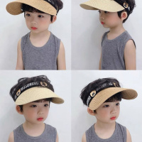 儿童帽子夏空顶遮阳帽男童女童宝宝大帽檐太阳帽潮鸭舌帽草帽威珺