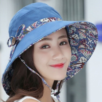 双面可戴 可折叠帽子女夏天遮阳帽中老年布帽大沿太阳帽威珺