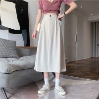 中长款西装半身裙女2021夏季新款法式复古垂感气质高腰显瘦a字裙威珺