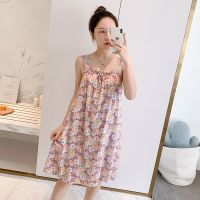 夏季吊带睡衣女士棉绸家居服学生公主可爱大码宽吊带睡裙威珺