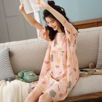睡裙女士夏季薄款水果图案可爱日系短袖连衣裙夏天家居服睡衣威珺