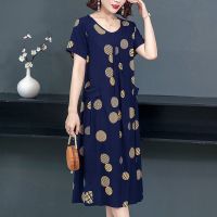 妈妈连衣裙洋气棉绸夏天新款宽松大码遮肚显瘦中老年胖人女装裙子威珺