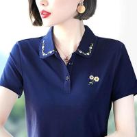 大码T恤女中老年妈妈装2021夏新款潮百搭绣花短袖女威珺