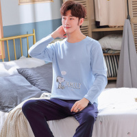 男士睡衣长袖棉质春秋季卡通青少年睡衣男大码宽松学生家居服套装威珺