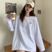 白色长袖T恤女ins潮2021春秋新款韩版宽松百搭打底衫女外穿秋衣服威珺