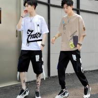 休闲套装男新款短袖T恤ins夏季一套韩版帅气搭配潮流男装工装穿搭威珺