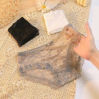 1/3条性感蕾丝女士内裤火辣透明中腰法式少女超薄透气韩版三角裤威珺