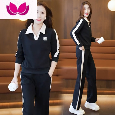 七斓休闲运动服卫衣套装女2023年新款洋气减龄Polo步套