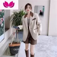 七斓小香风西装套装女2023春新款炸街百搭小个子职业气质皮短裤套