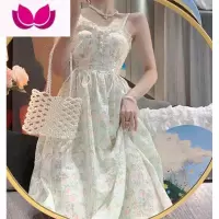 七斓夏季女装高级感法式初恋温柔风吊带碎花连衣裙子超仙轻熟风套装裙