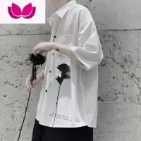 七斓ins潮牌高级感衬衫男垂感大码宽松长袖外套薄款痞帅衬衣