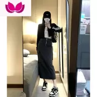七斓美式复古学院风套装女春季显瘦百搭运动卫衣短款外套半身裙套