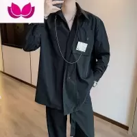 七斓高级感小众衬衫男长袖可拆金属宽松bf慵懒风设计感炸街衬衣ins潮