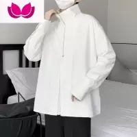 七斓设计感立领拉链长袖衬衫男女炸街垂感港风情侣款堕感衬衣休闲外套