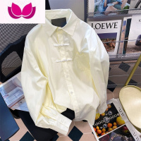 七斓高级设计感新中式长袖衬衫男女秋季宽松小众别致复古国风盘扣上衣