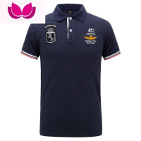 七斓2022年新款夏季短袖衫男士翻领T恤刺绣宽松休闲商务衬衫上衣