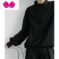 七斓半高领衬衫男潮牌痞帅套头长袖设计感简约轻奢休闲衬衣小众上衣男