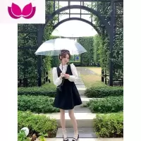 七斓珍珍家黑色背带连衣裙女春装2023新款气质法式裙子衬衫小香风套装