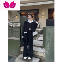 七斓假西装套装女2023新款高级感时尚百搭小个子阔腿裤套