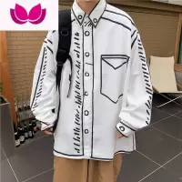 七斓手绘涂鸦衬衫男女设计感小众高级感休闲ins港味衬衣炸街痞帅上衣