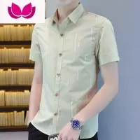 七斓2023夏季男士短袖衬衫修身半袖休闲帅气印花衬衣薄款韩版帅气寸衫