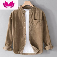 七斓捡漏日系复古灯芯绒衬衫男条绒小立领休闲衬衣潮外套