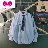 七斓夏季学院风痞帅dk白衬衫男长袖韩版潮流高级感休闲衬衣外套