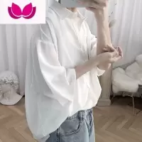 七斓高级感韩式坠感衬衫男潮流宽松很仙的网红五分袖港风痞帅短袖衬衣