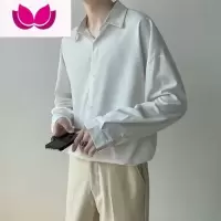 七斓冰丝衬衫男夏季薄款轻熟风垂感港风日系白色宽松长袖衬衣休闲外套