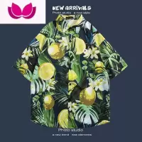 七斓夏威夷花衬衫男夏季复古风ins沙滩宽松港风短袖衬衣薄款外套