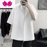 七斓短袖衬衫男夏季禁欲系高级感上衣垂感dk痞帅半袖冰丝很仙的白衬衣