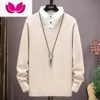 七斓假毛衣男韩版衬衣领针织衫男士衬衫领打底衫套线衣