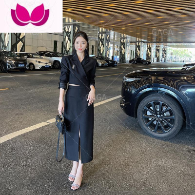 七斓时尚套装女2023春季新款薄款高级感西装外套高腰开叉半身裙套