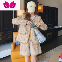 七斓小香风短裤套装女2023新款气质名媛盐系高级感上衣时尚套