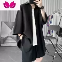 七斓加肥加大码300斤坠感冰感七分袖衬衫男夏季薄款痞帅免烫皱衬衣