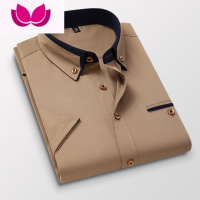 七斓卡其色衬衫男短袖夏季薄款韩版精致寒风西装潮流帅气衫衣工装衬衣