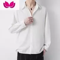 七斓宽松垂感黑色衬衫男长袖春高级感痞帅男士休闲男装白衬衣潮