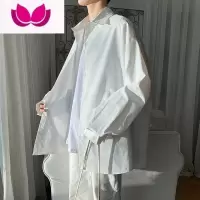 七斓宽松长袖衬衫男春季休闲百搭纯色寸衫ins潮流帅气外套学院风衬衣