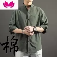七斓捡漏亚麻衬衫男短袖衬衣中国风夏季棉麻男士休闲外套长袖上衣