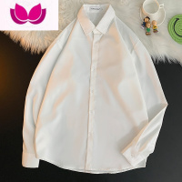 七斓克莱因蓝长袖衬衫男士春高级感痞帅潮ins休闲设计感小众衬衣外套