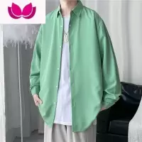 七斓男衬衫2022款日系复古长袖男青年韩版帅气百搭宽松衬衣外套