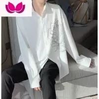 七斓禁欲系冰丝ins夏季复古垂感免烫白色黑衬衫男女长袖痞帅韩版宽松