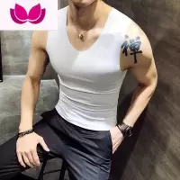 七斓无锁边西装白衬衫内衣背心薄款弹力紧身打底衫无痕冰丝V领汗衫男