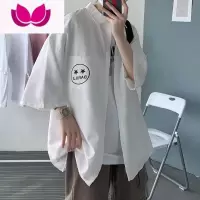七斓短袖衬衫男夏季薄款港风日系宽松大码五分袖衬衣潮牌ins百搭外套