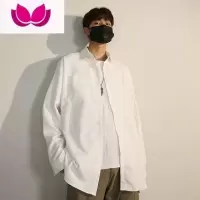 七斓黑衬衫男潮宽松长袖原宿港风ins休闲白衬衣百搭免烫寸衫外套