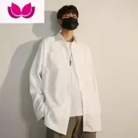 七斓黑衬衫男潮宽松长袖原宿港风ins休闲白衬衣百搭免烫寸衫外套