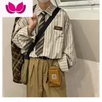 七斓春季日系复古新款条纹长袖衬衫男女潮牌高街小众情侣休闲百搭衬衣