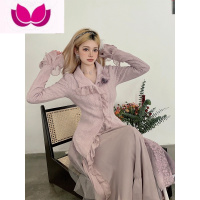 七斓2023年新中式干枯玫瑰毛衣外套女冬季针织开衫小众温柔套装